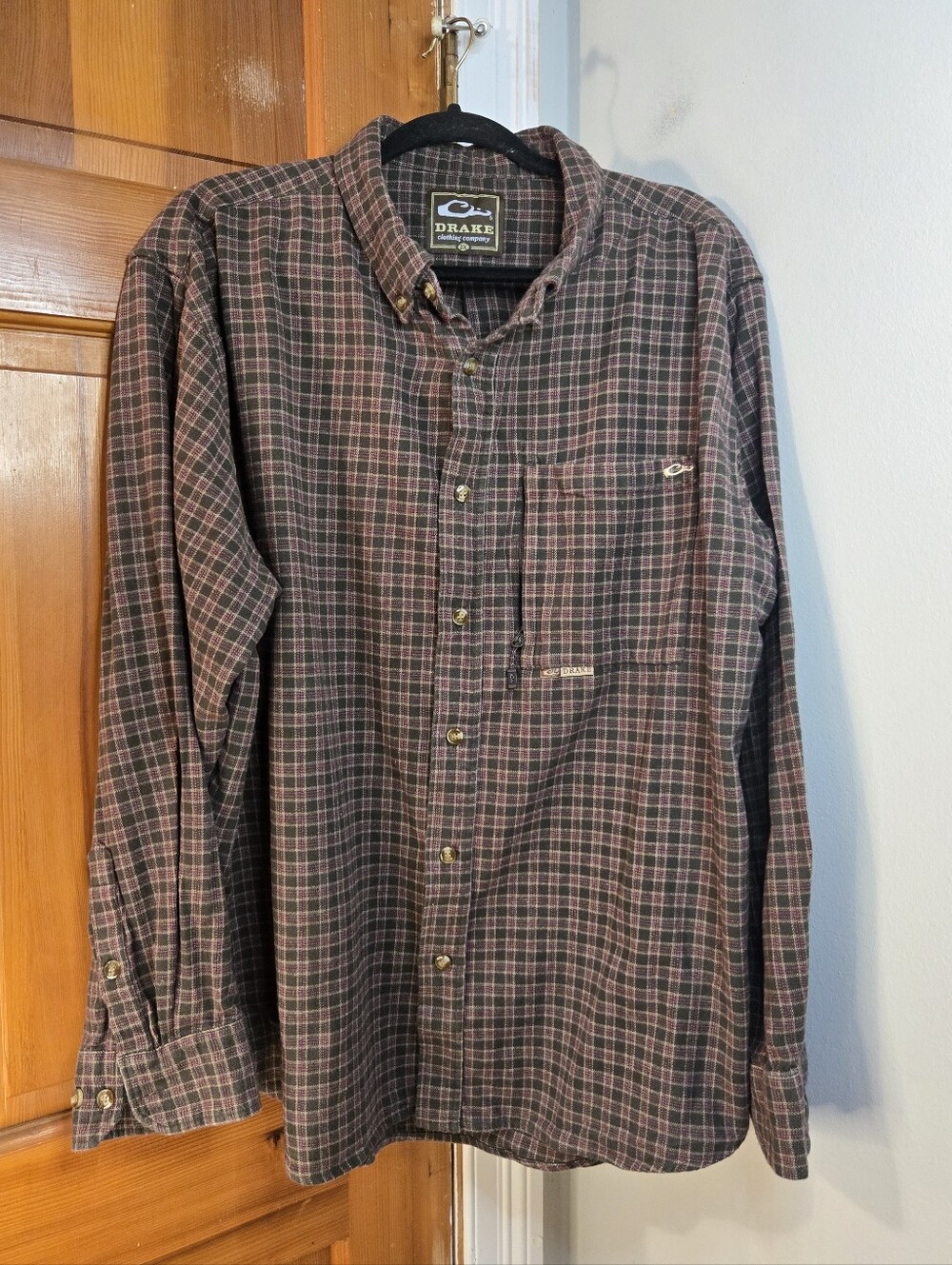 Drake Brown and Red Plaid Men's Button-Down Flannel Shirt Sz 2XL
